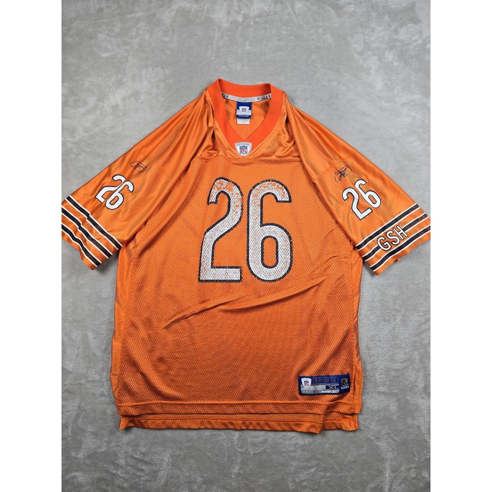 Reebok Chicago Bears NFL Jersey Mens XL Orange Martz 26 Football Mesh V-Neck